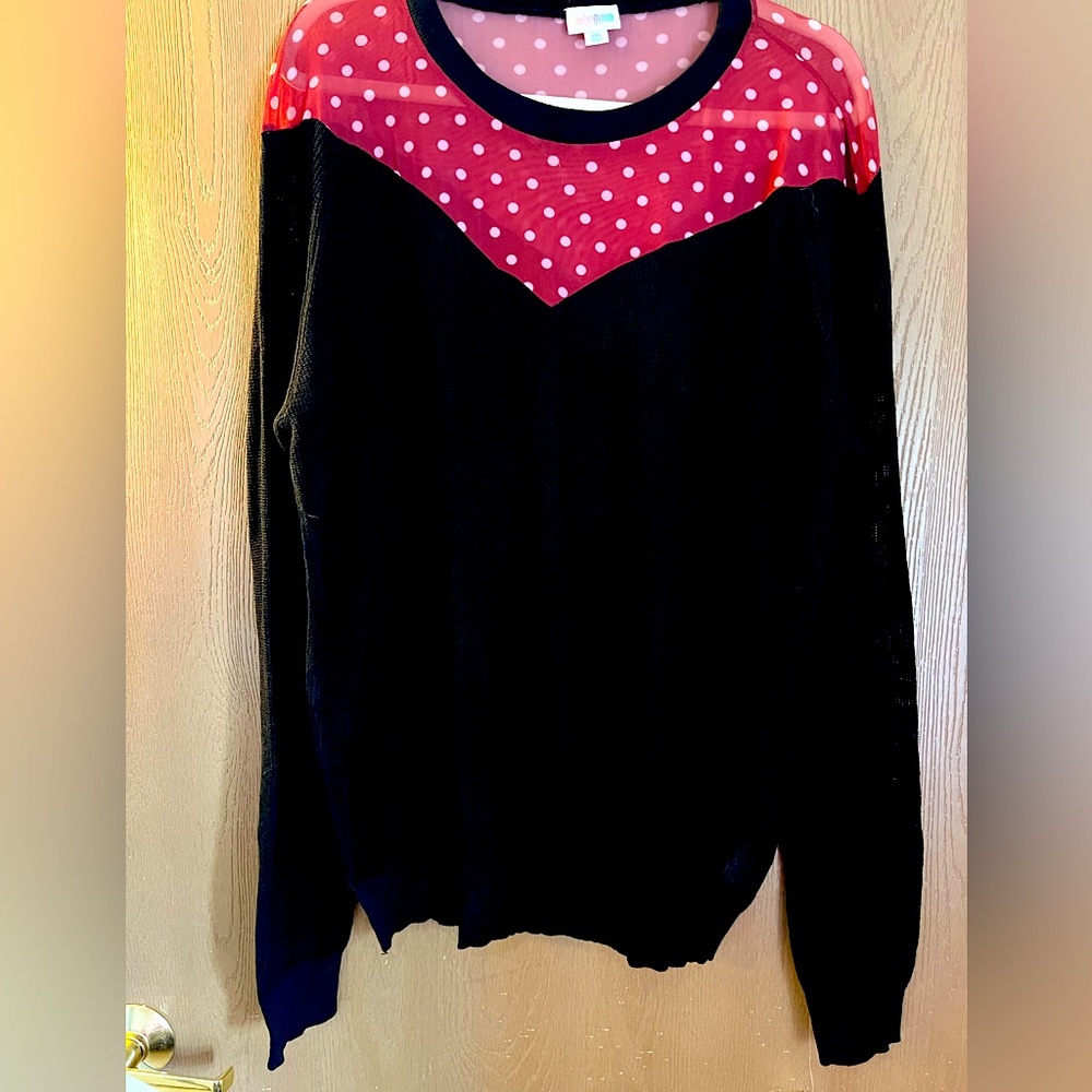 NWT LuLaRoe Lizzy Black with Red/white polka dots  Size 2XL